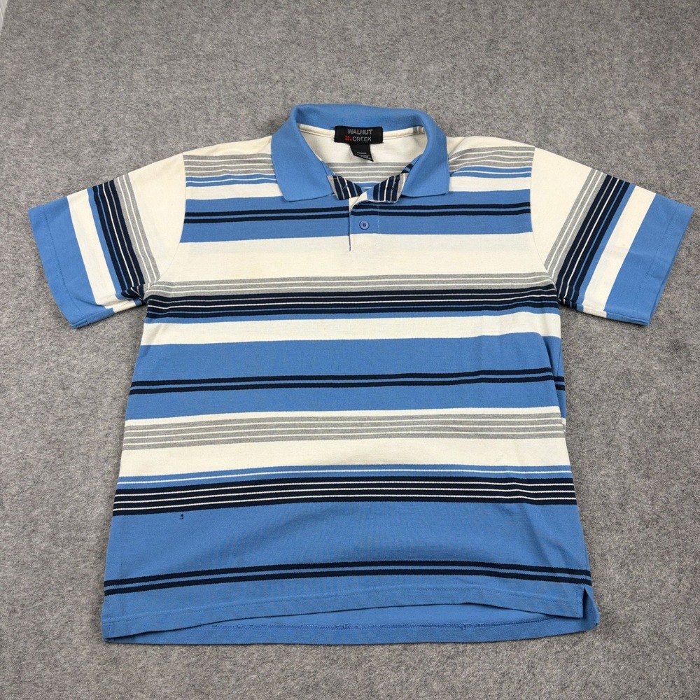 Walnut Creek Polo Shirt Mens Medium Blue Striped Casual Skate Y2K Outdoors‎